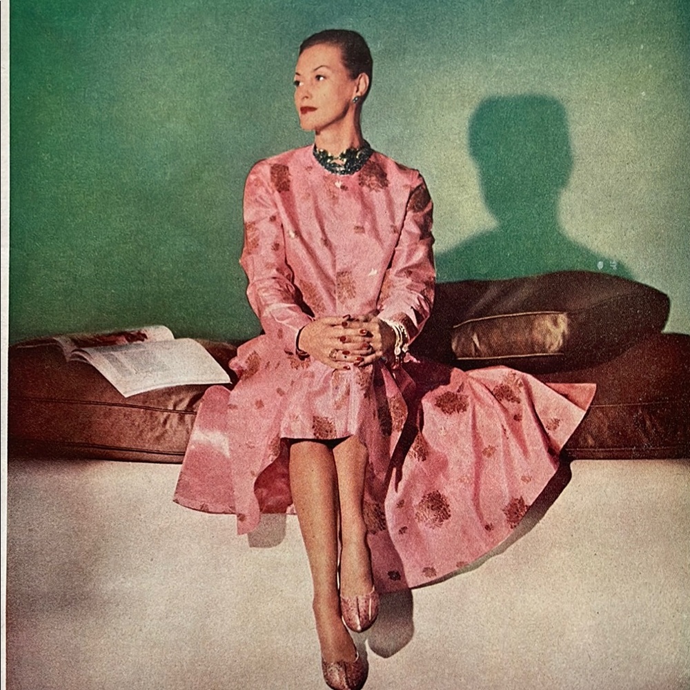 Artcraft Stockings of Elegance 1946 Vintage Ad Print-Pink Elegant Dress